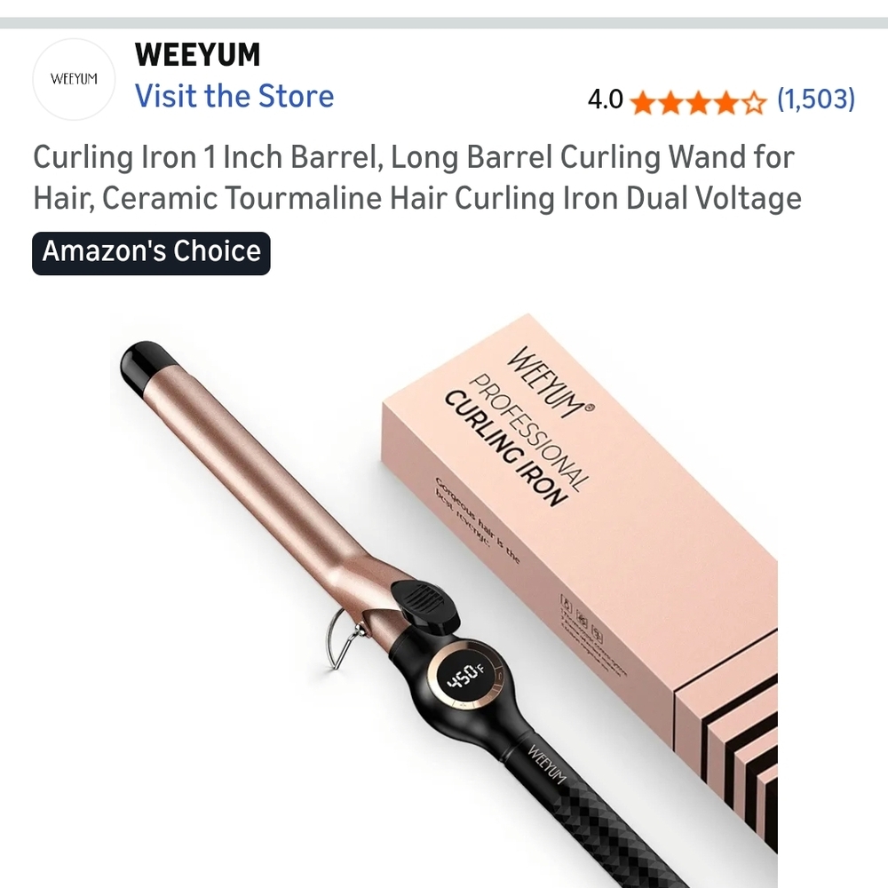 Weeyum Professional Curling Iron - Black and Gold